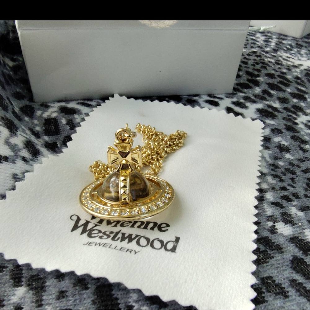 Vivienne Westwood Gold Crystal Orb Necklace